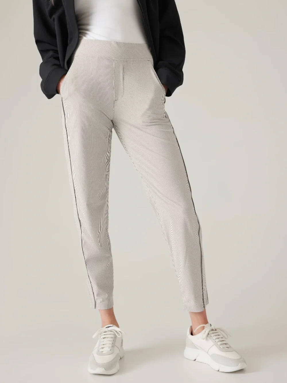 Athleta Brooklyn Textured Ankle Pant City Stripe Size 0P - Picture 1 of 4